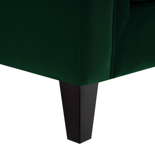 83" Green Velvet Wood Sofa With Toss Pillows