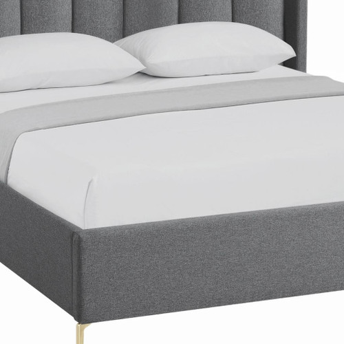 Gray Tufted Linen Upholstered Queen Bed Frame