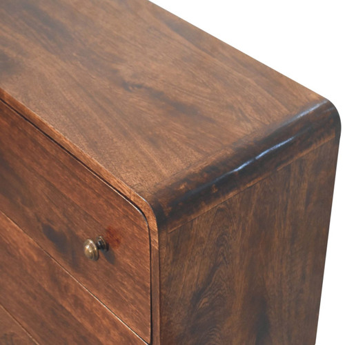 28" Brown Solid Wood Three Drawer Sideboard