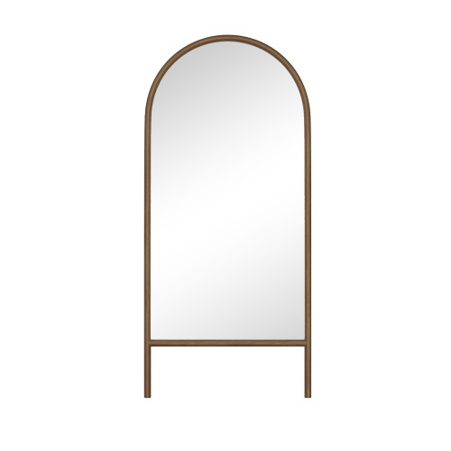 Brown Wood Arch Freestanding Ornate Framed Accent Mirror