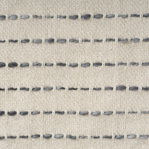 20" Gray And Ivory Striped Cotton Blend Throw Pillow with Fringe