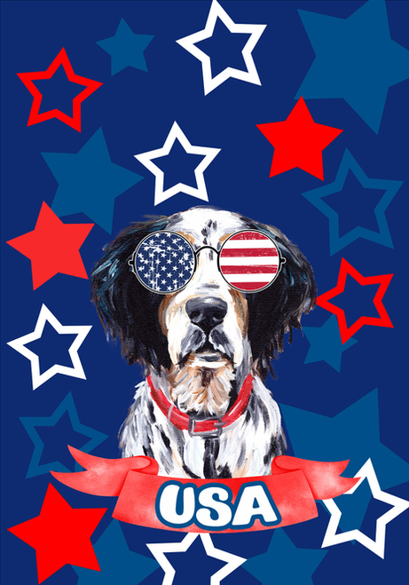 Brittany Spaniel - Hippie Hound Studios Patriotic  House and Garden Flags