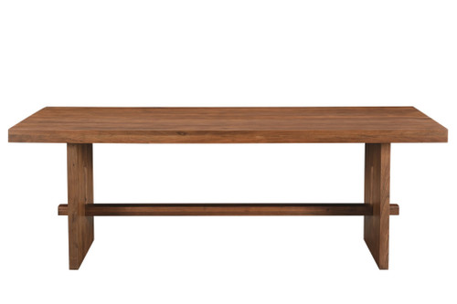Nine Piece Brown Solid Wood Dining Set with Eight Chairs