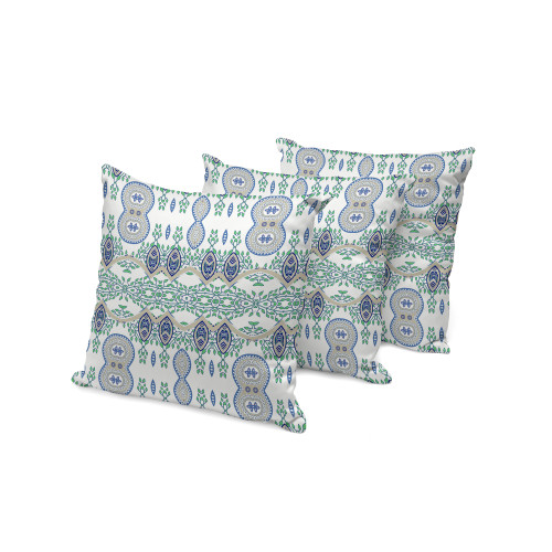 Set of Three Off White And Beige Botanical Indoor Outdoor Throw Pillow