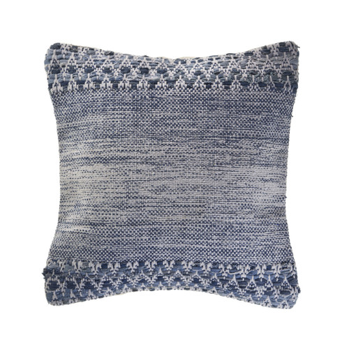 20" Blue And Cobalt Geometric Cotton Blend Throw Pillow
