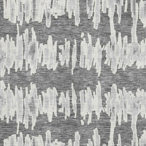 3' X 5' Gray And Ivory Striped Washable Area Rug With UV Protection