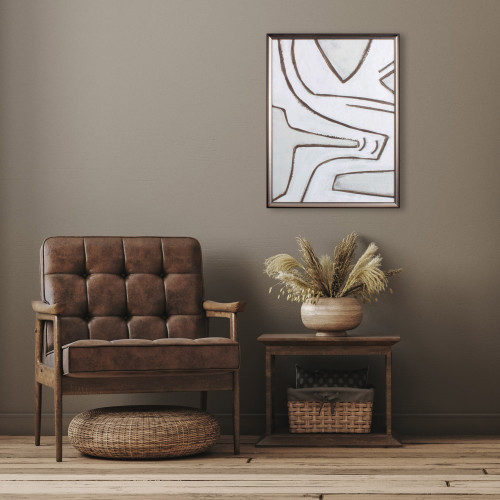 Line Work I Dark Brown Framed Wall Art