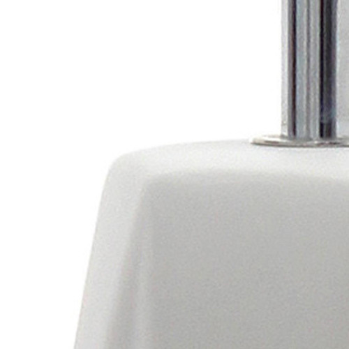 18" Off White Ceramic Geometric Table Lamp With White Drum Shade