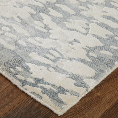 10' X 14' Blue And Ivory Abstract Hand Woven Area Rug