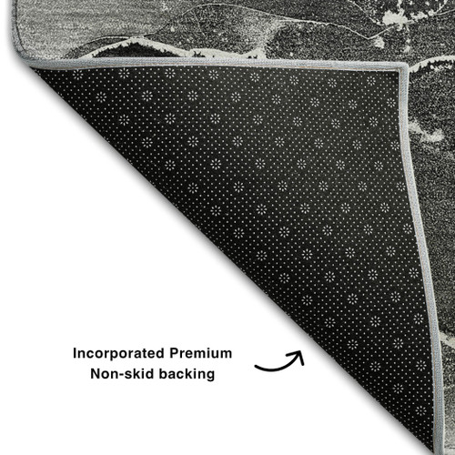 9' X 12' Gray And Ivory Abstract Washable Area Rug With UV Protection