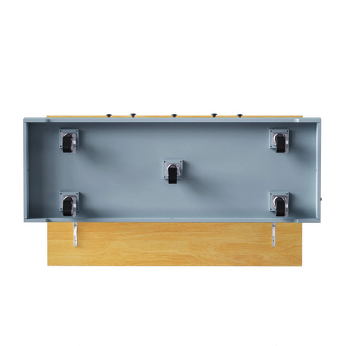 53" Light Blue Wood Barn Door Rolling Kitchen Island With Storage With USB