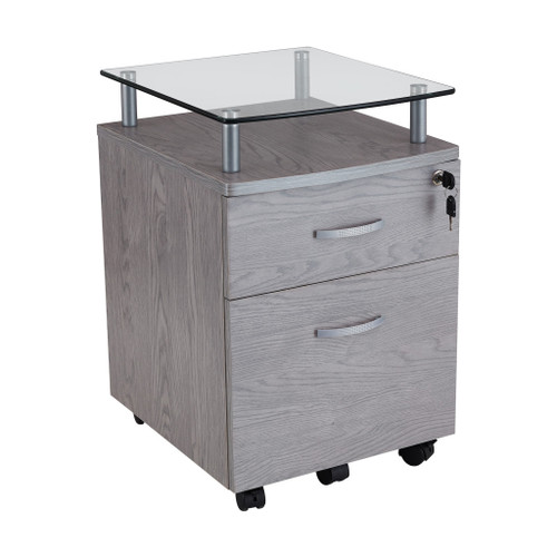 16" Gray Wood Drawer Filing Cabinet