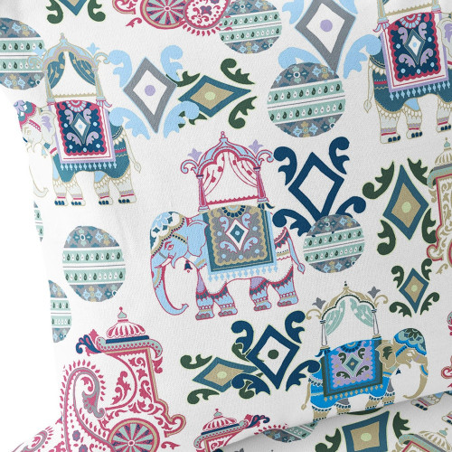 Set of Two Pink And White Elephant Indoor Outdoor Throw Pillow