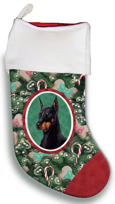 Doberman Black/Tan Cropped  - Best of Breed Christmas Stocking