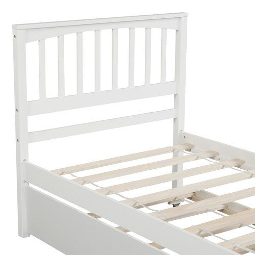 White Wood Twin Bed Frame With Trundle