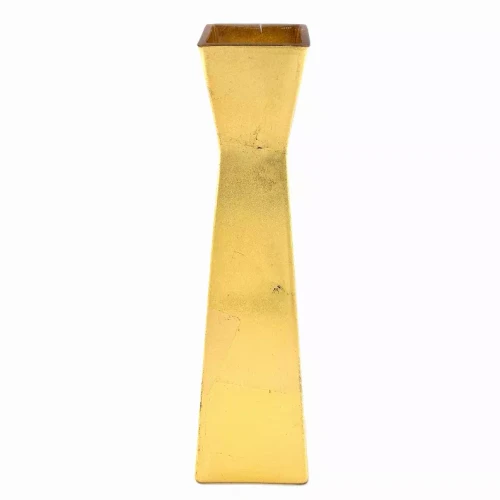 GILT Gilded Glass 12" Square Vase