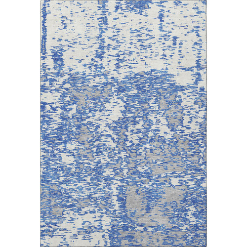 9' X 12' Blue And Ivory Abstract Washable Area Rug With UV Protection