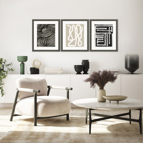 Naive Lines IV Distressed Black Framed Wall Art