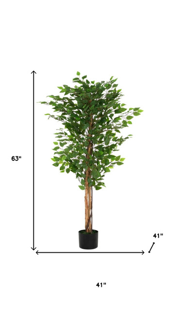 41" Green Artificial Ficus In Cylindrical Black Pot