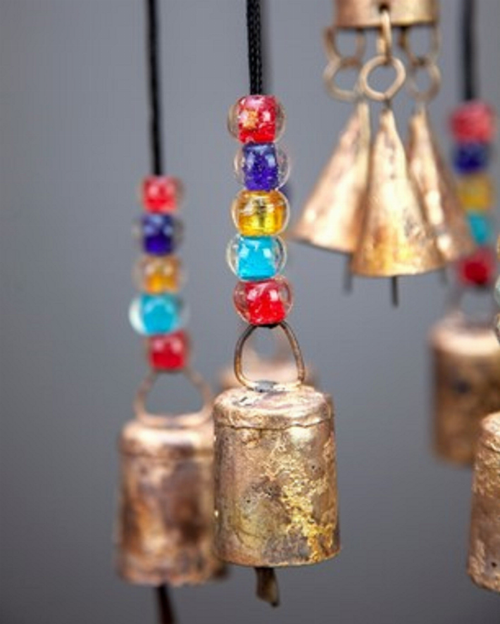 3-D Globe Chime With Glass Accents And  Brass Bells