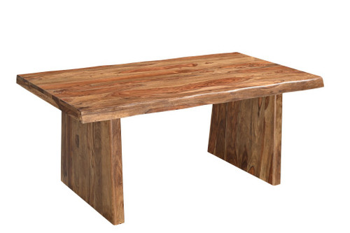 Seven Piece Brown Solid Wood Dining Set with Six Chairs