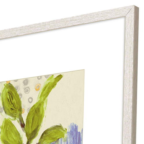 Set Of Four Native Bud Distressed White Framed Wall Art