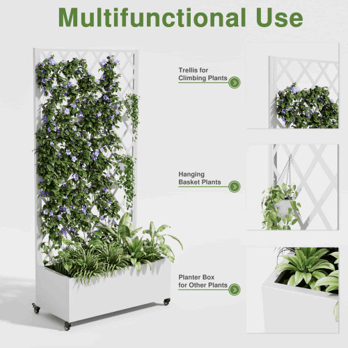 35" White Metal Indoor Outdoor Rectangular Planter Box