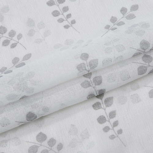 72" White And Silver Floral Shower Curtain