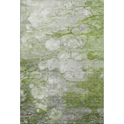 8' X 10' Olive Green Ivory And Gray Abstract Washable Area Rug With UV Protection