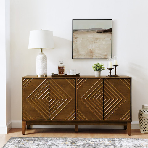 61" Brown Wood Accent Cabinet