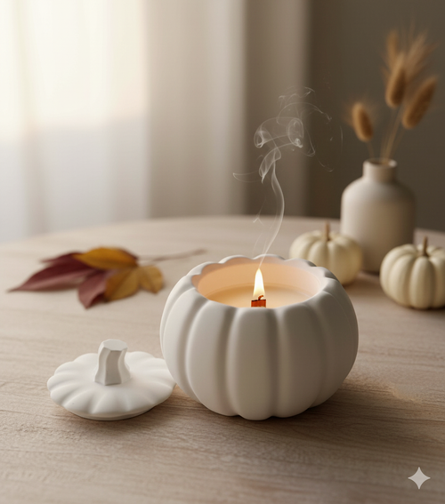Handcrafted Jesmonite Pumpkin Candle
