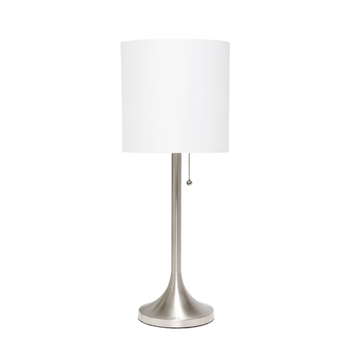 21" Nickel Table Lamp With Drum Shade
