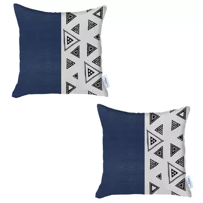 Bohemian Vegan Faux Leather Decorative Throw Pillow Covers Set of 2