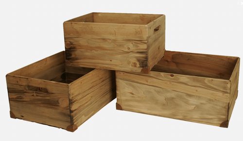 Set Of 3 Large Weathered Pine Boxes