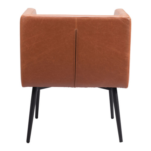 Brown and Black Upholstered Faux Leather Dining Arm Chair