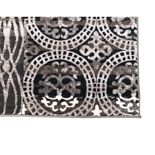 7'10" x 10'3" feet Vintage Chic Black Silver Silky Area Rug