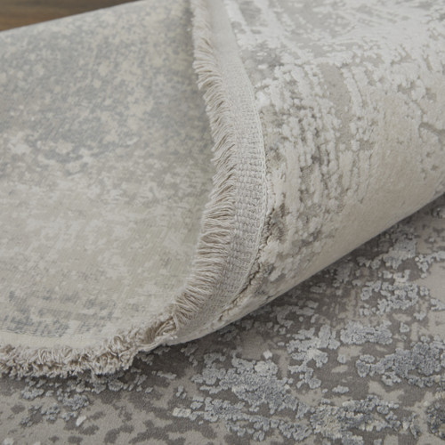 13' X 20' Gray Abstract Power Loom Area Rug With Fringe