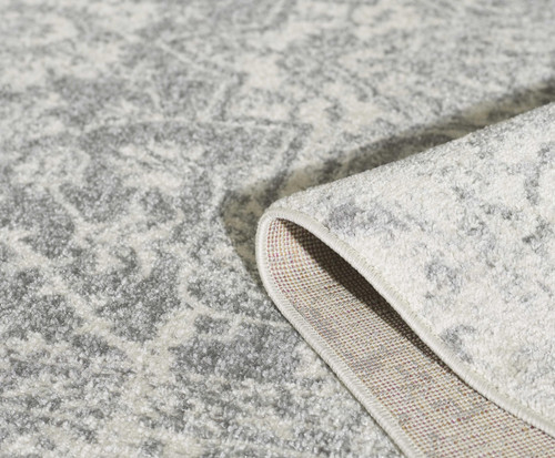 5'x7' Ivory Grey Machine Woven Distressed Medallion Indoor Area Rug