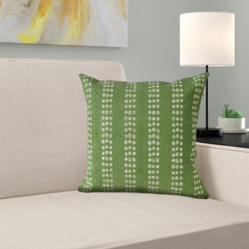 20" Green And White Striped Cotton Throw Pillow