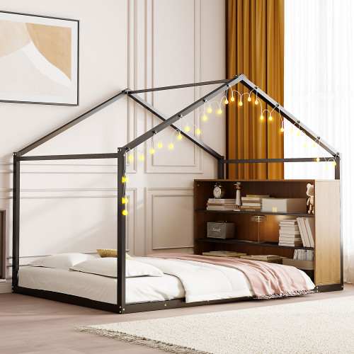 Black Metal Full House Bed