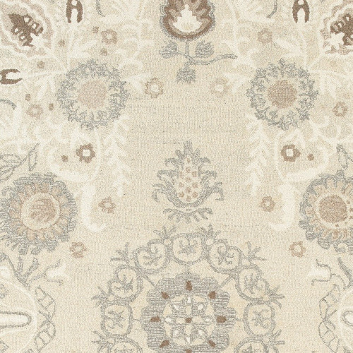 10' X 13' Sand Wool Floral Hand Tufted Area Rug