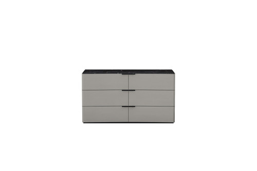 57" Gray Wood Six Drawer Double Dresser