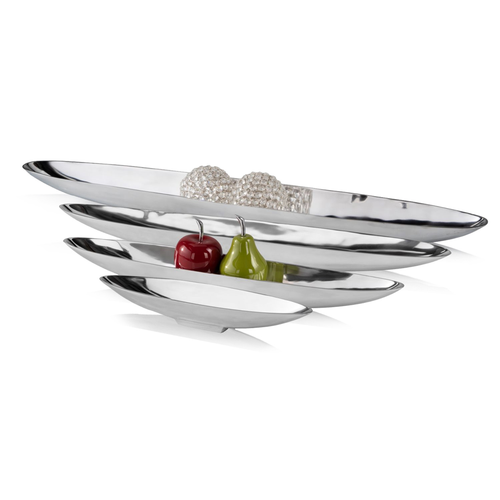 47" Contempo Shiny Silver Extra Large Long Boat Tray