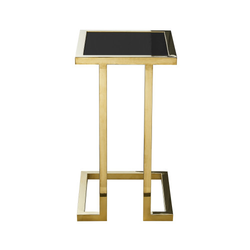 22" Black and Gold Wood and Stainless Steel Frame End Table