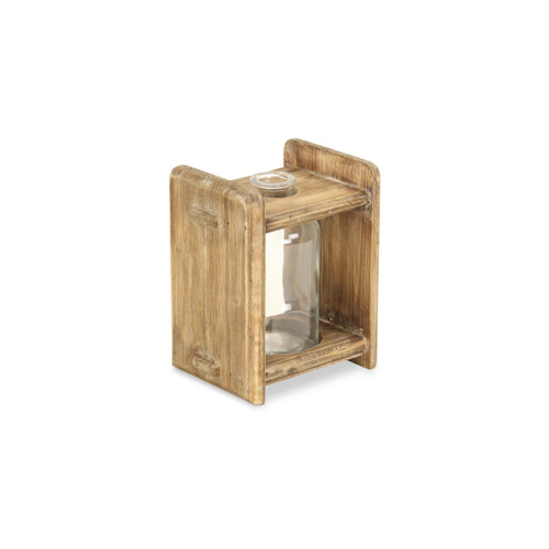 7" Glass Jar in a Wood Rack