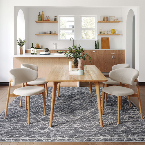 5' X 7' Gray And Off White Abstract Geometric Washable Area Rug