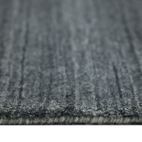 10' X 14' Charcoal And Ivory Wool Striped Hand Woven Area Rug