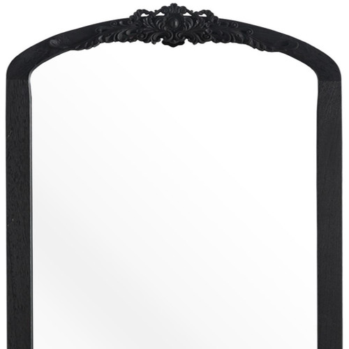 Black Wood Arch Freestanding Ornate Framed Accent Mirror