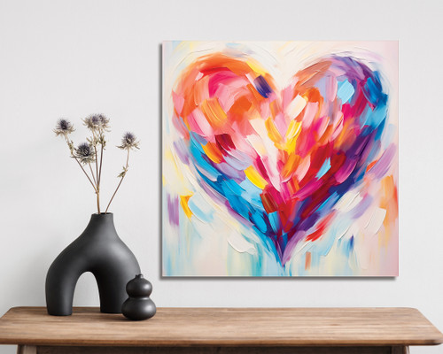 12" X 12" White Red And Blue Valentine's Day Canvas Square Hanging Wall Decor