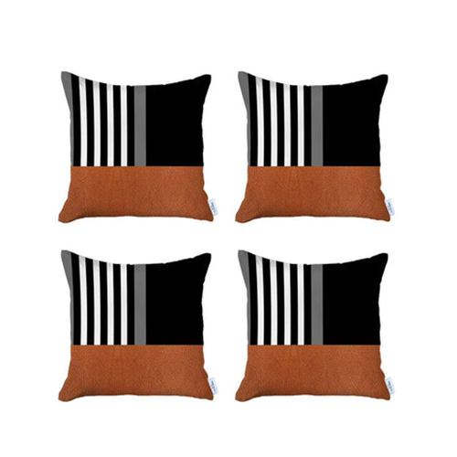 Boho-Chic Vegan Faux Leather Throw Pillow Covers